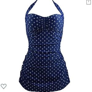 Navy blue w/ anchors one-piece bathing suit